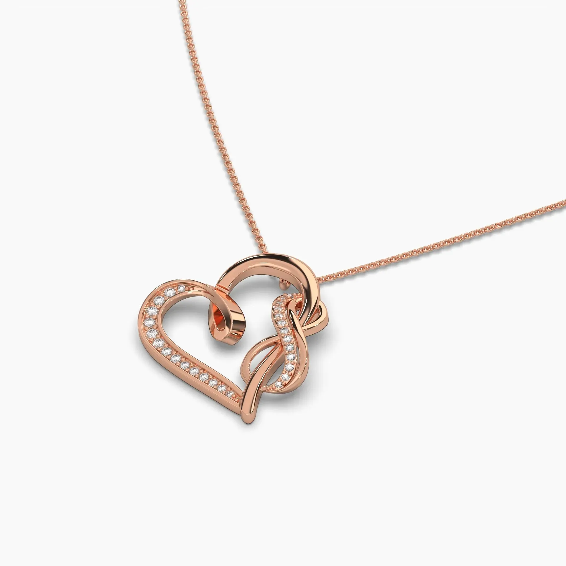 0.2ctw Round Lab Grown Diamond Heart Infinity Pendant Necklace | 14k Gold