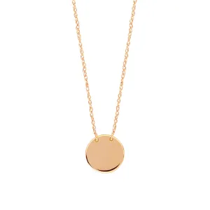 14K Rose Gold Mini Engravable Disk Pendant Necklace, 16" To 18" Adjustable