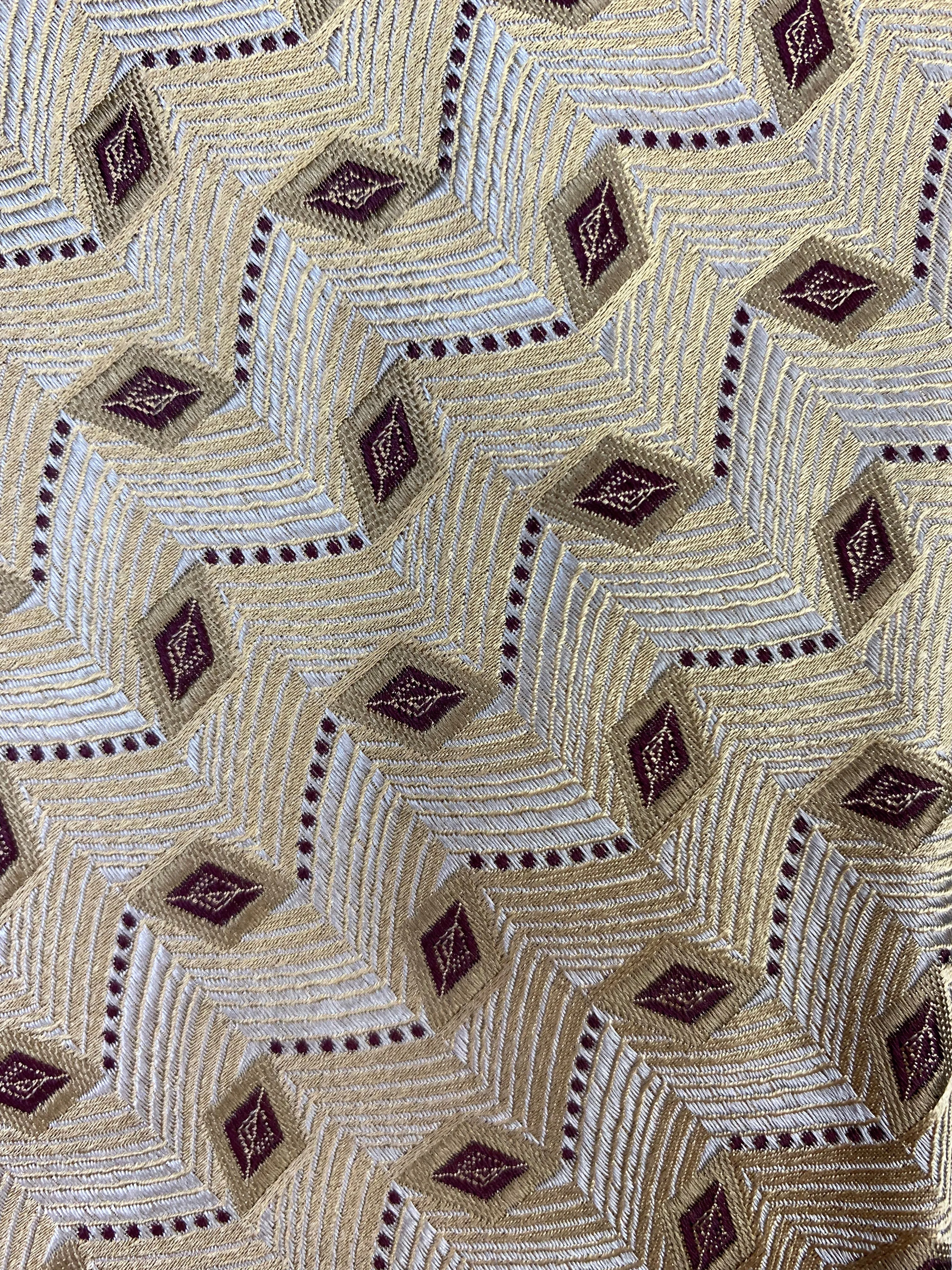 90s Deadstock Silk Necktie, Men's Vintage Gold Geometric Pattern Tie, NOS