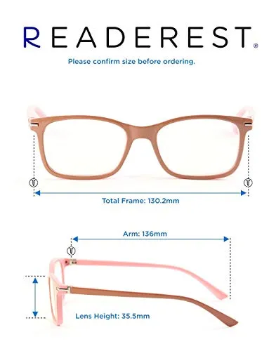 Blue-Light-Blocking-Reading-Glasses-Beige-Pink-2-25-Magnification-Computer-Glasses