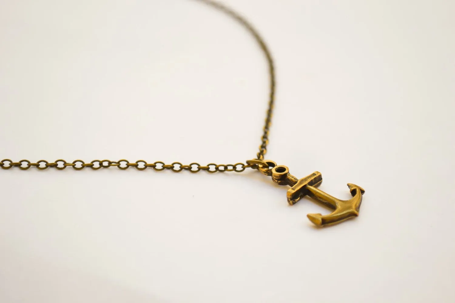 Bronze anchor necklace for men, link chain necklace, nautical jewelry