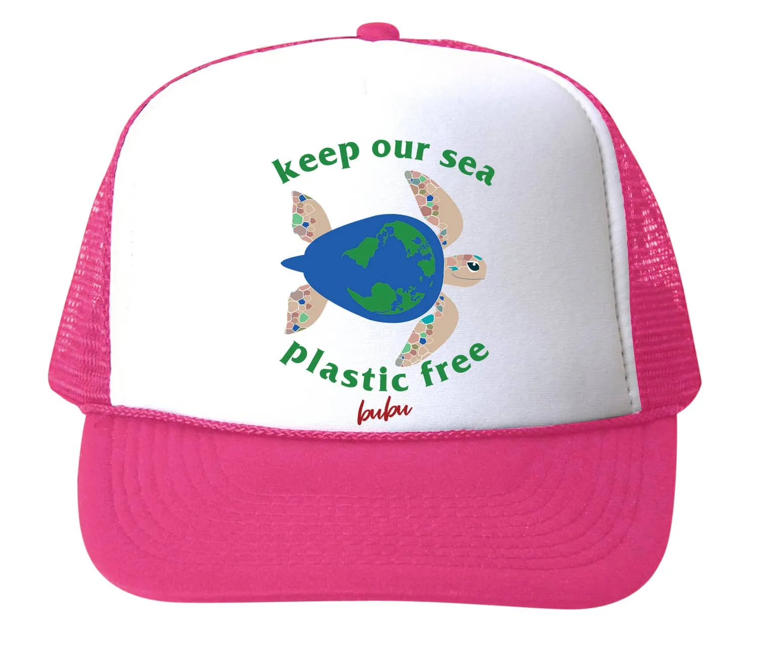 Bubu - Keep Our Sea, Plastic Free - Hot Pink Trucker Hat