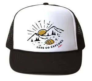 Bubu - Lets Go Explore White/Black Trucker Hat