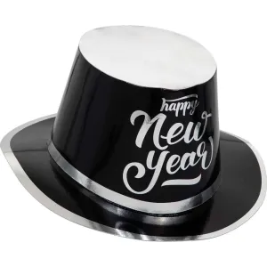 Bulk New Year's Black and Silver Top Hat (Case of 12)