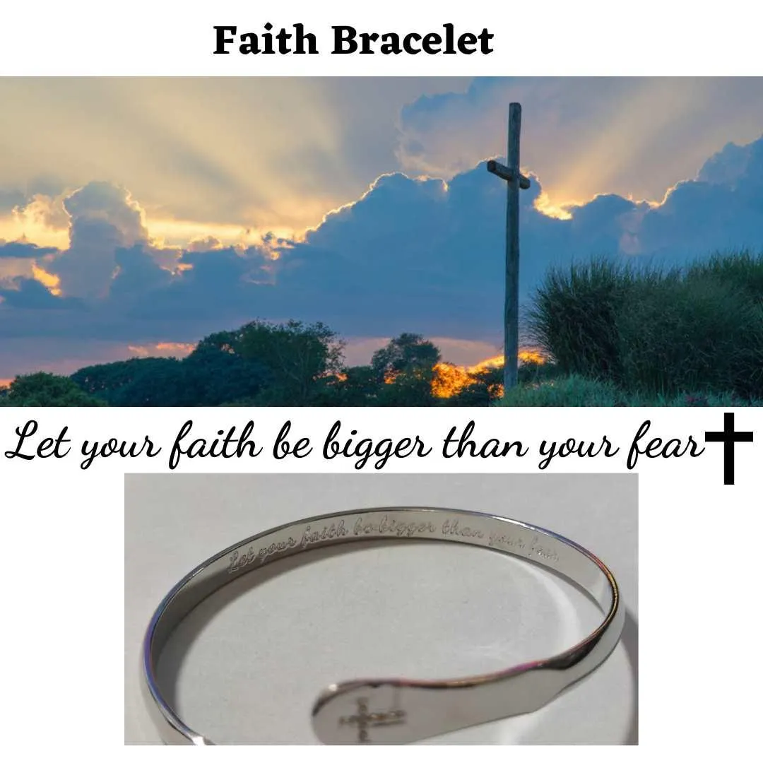 Cross Bracelets, Faith Bracelets, Engraved Bracelets Let your faith be bigger than your fear