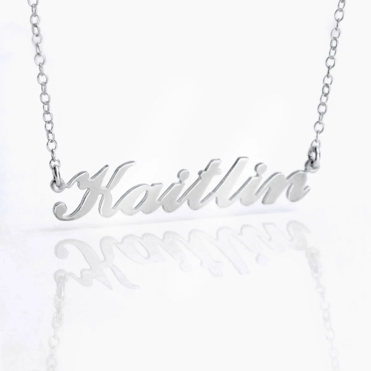 Custom Name Plate Necklace in Gold of Sterling SIlver