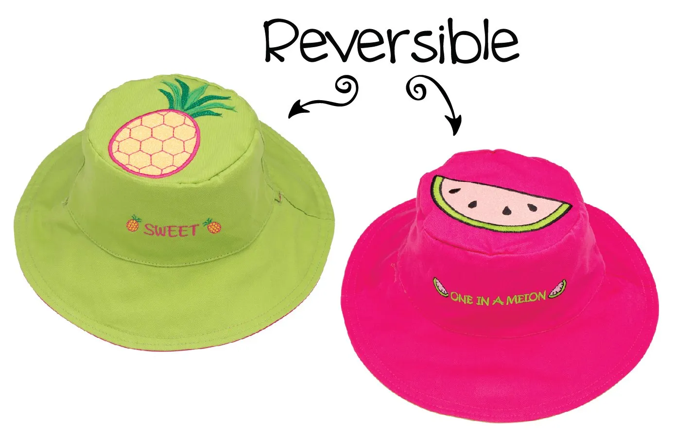 FlapJackKids - Reversible Kids' Sun Hat - Pineapple / Watermelon