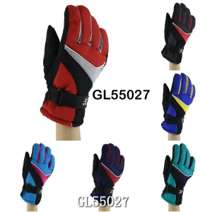 Lady Waterproof Ski Gloves With Leather Palm GL55027