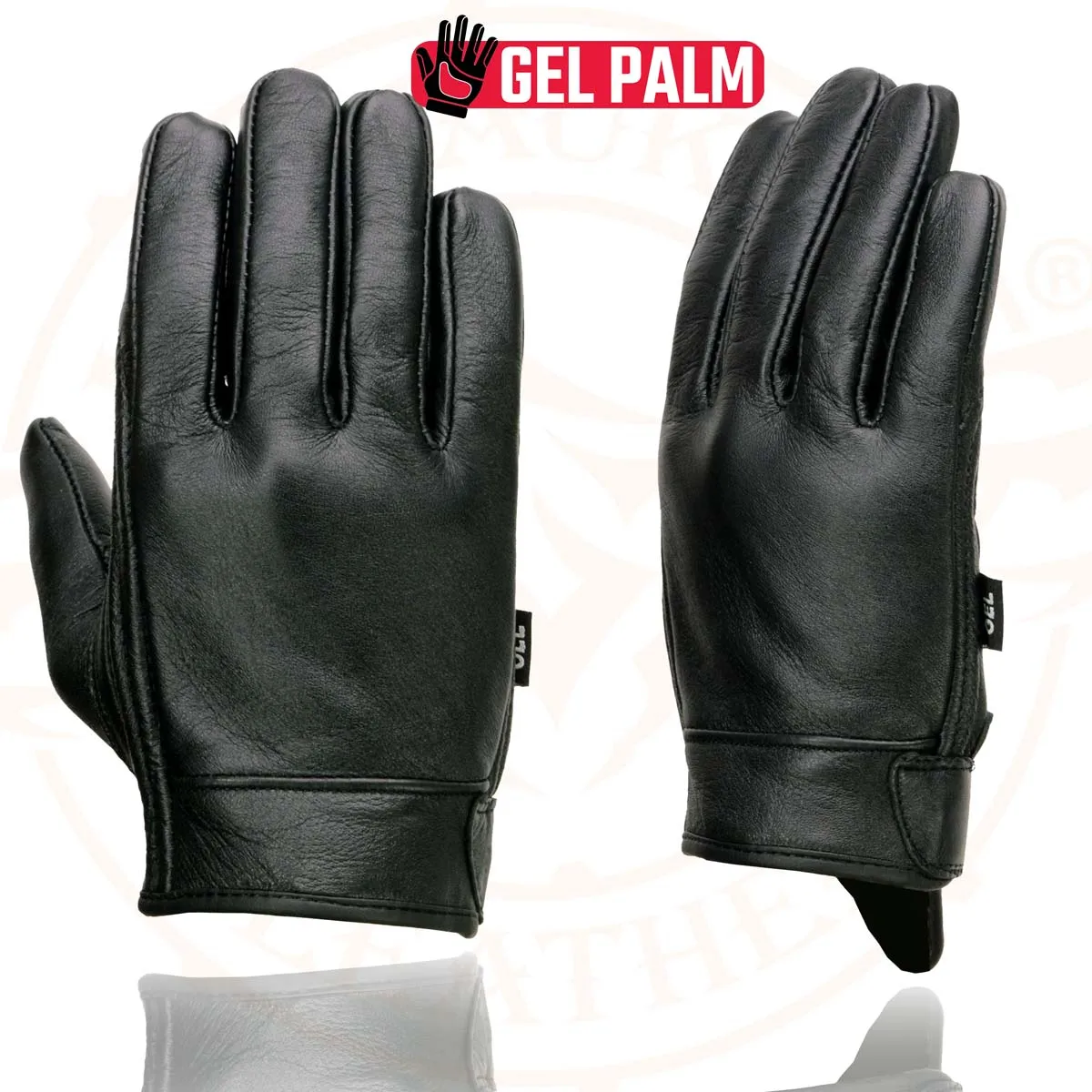 Milwaukee Leather MG7510 Men's Black Leather Gel Padded Palm Short