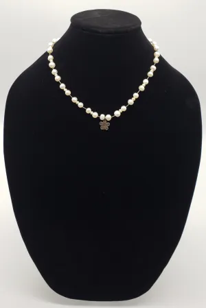 Natural Pearl Studded Floral Necklace, one of a kind