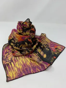 Orange, Magenta, Yellow & Black Polyester Scarf