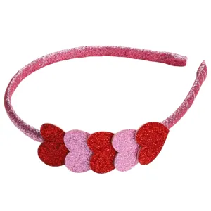 Pink and Red Sparkly Heart Headband