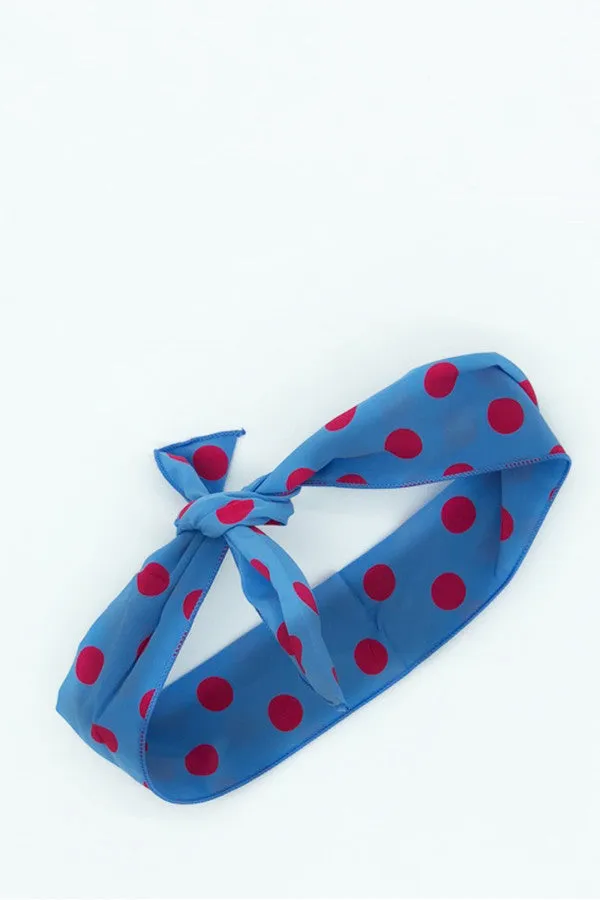 Polka Head Tie- Sky Mint And Orange