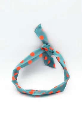 Polka Head Tie- Sky Mint And Orange