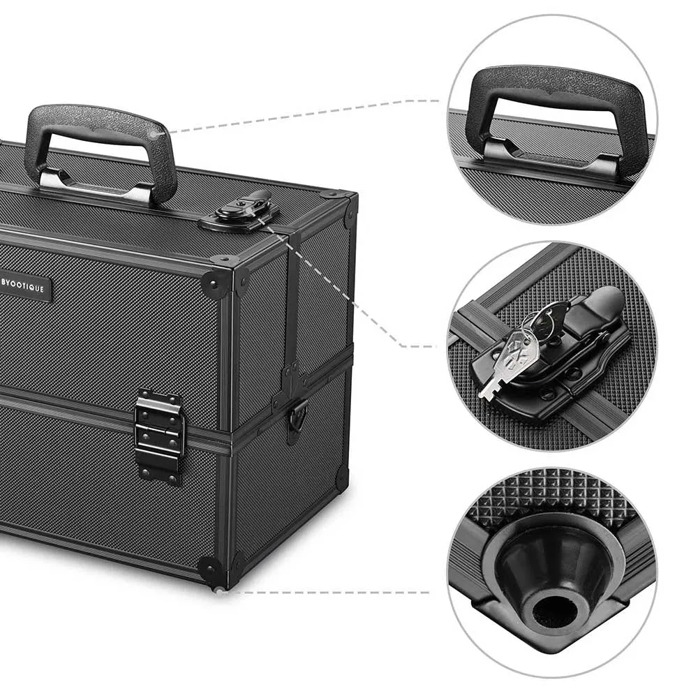 Portable Train Case with Trays Locks