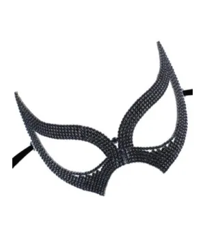 Rhinestone Cat Eye Mask in Black